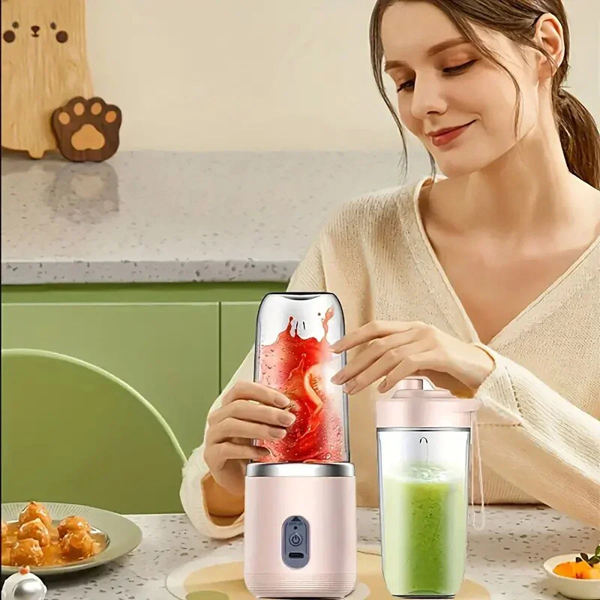 Portable Electric Juicer Mini Home Mixer Multifunctional Fruit and Vegetable Crushing Mixer USB Charging Juice Cup Juicing Tool