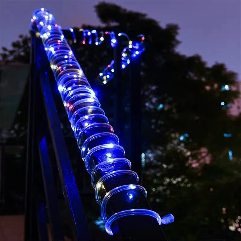 Solar Rope Lights Solar LED Light Path Deck Outdoor Garden Solar String Lights Waterproof Outdoor Lighting Strips 8 Light Modes