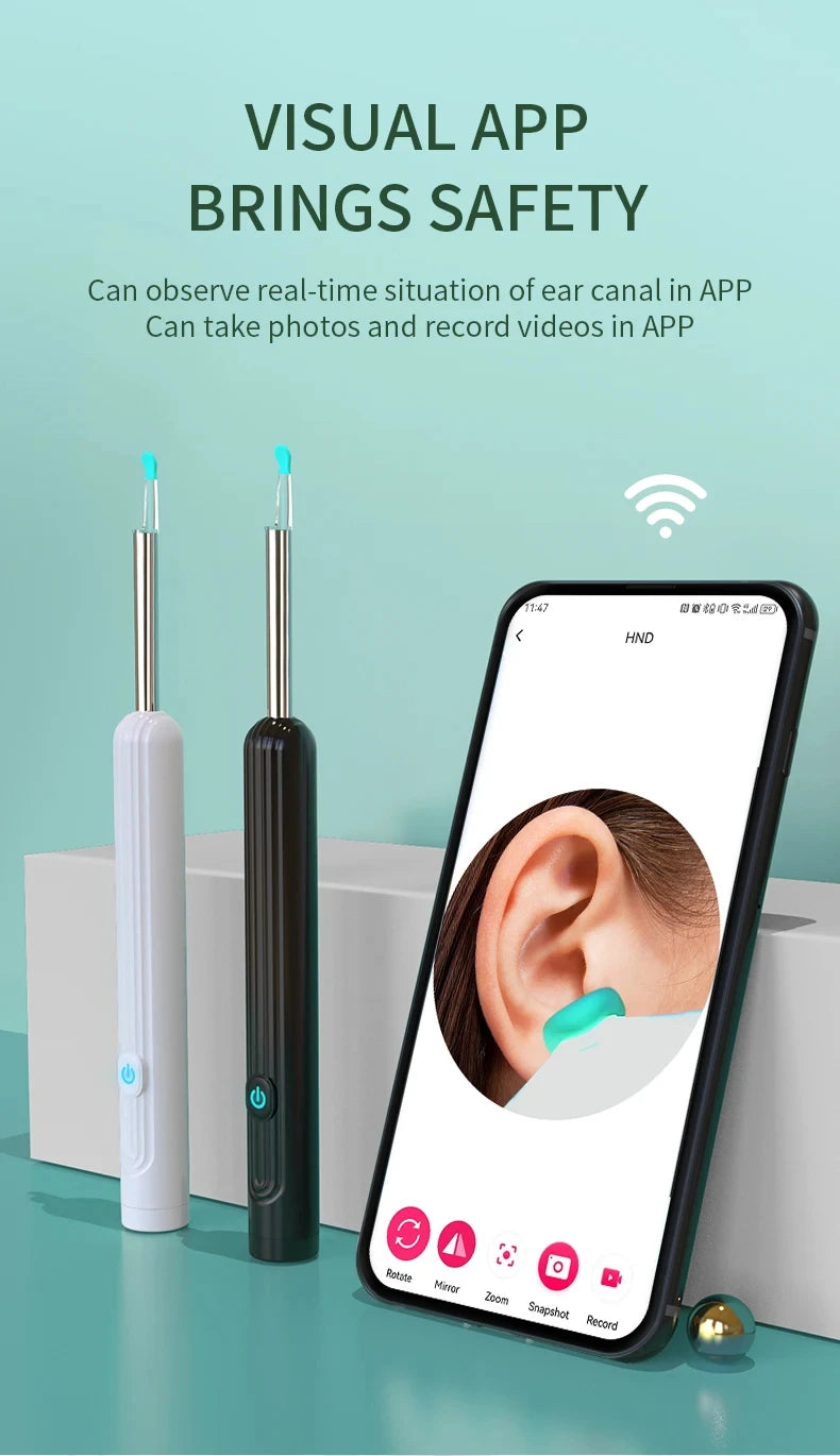 New Wireless WiFi Ear Pick Otoscope Camera Borescope Luminous Ear Wax Cleaning Teeth Oral Inspection Health Care Ear Cleaner