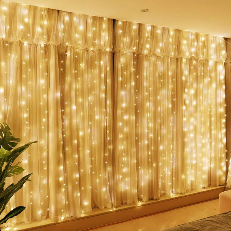 Solar LED Curtain Light Outdoor Garland Solar Fairy String Light Copper Wire Lamps for Garden Yard Wedding Party Holiday Decor