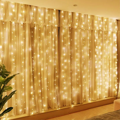 Solar LED Curtain Light Outdoor Garland Solar Fairy String Light Copper Wire Lamps for Garden Yard Wedding Party Holiday Decor