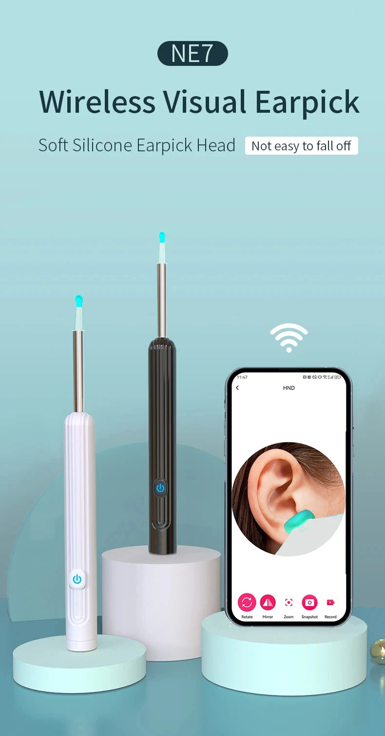 New Wireless WiFi Ear Pick Otoscope Camera Borescope Luminous Ear Wax Cleaning Teeth Oral Inspection Health Care Ear Cleaner